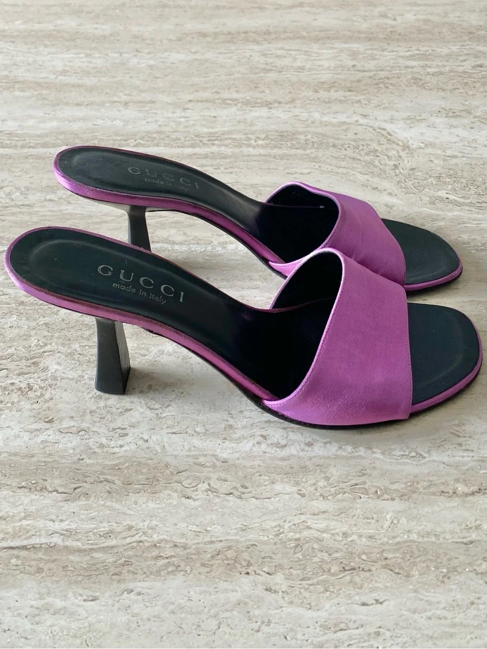 Vintage Gucci Tom Ford-era Satin Mule Sandal Heels - Picture 4 of 13